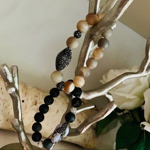 CHAN LUU | Set of 2 Druzy Quartz+Abalone Bracelets